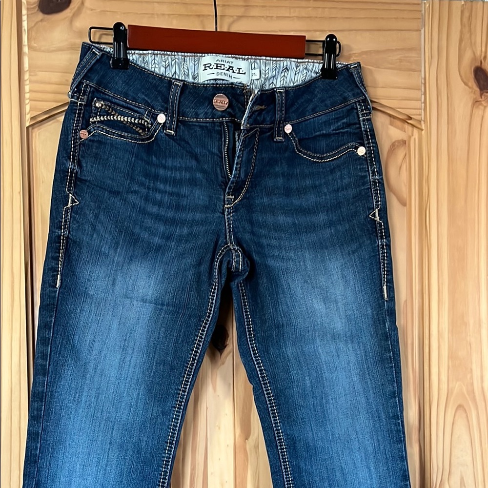 Ariat Blue Boot Cut Jeans with Classic Style and Fading Effect
